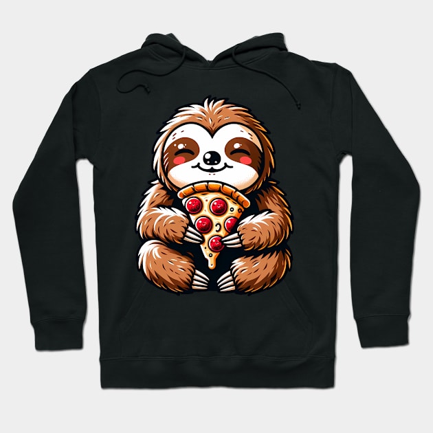 Cute Sloth with a Slice of Pizza Hoodie by dukito